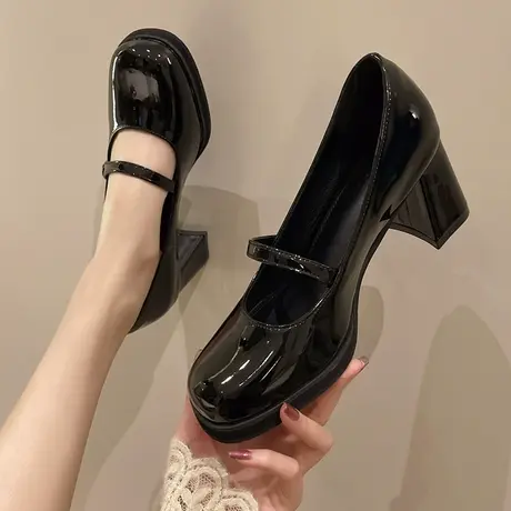 法式气质小皮鞋女2023春季新款复古英伦风高跟鞋配裙子玛丽珍单鞋图片