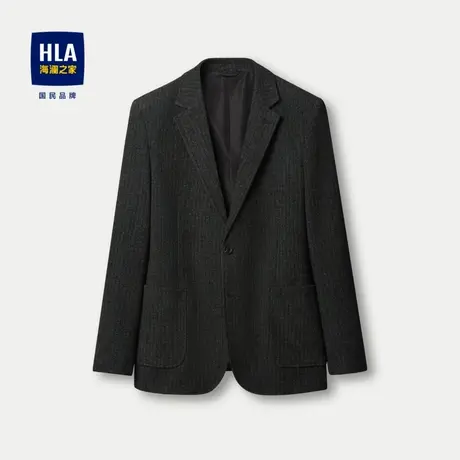 HLA/海澜之家平驳领休闲西服男23秋新绒感弹力条纹商务西装外套男图片
