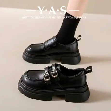 厚底英伦风小皮鞋女2024新款春秋气质女鞋乐福鞋日系jk一脚蹬单鞋商品大图