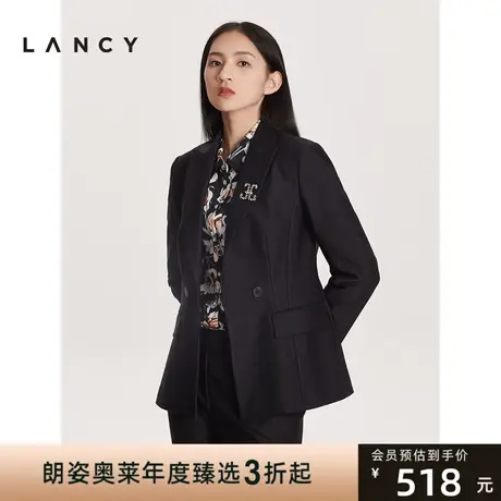 朗姿春秋季职业西装正装女商场同款修身显瘦短款黑色西服外套上衣图片