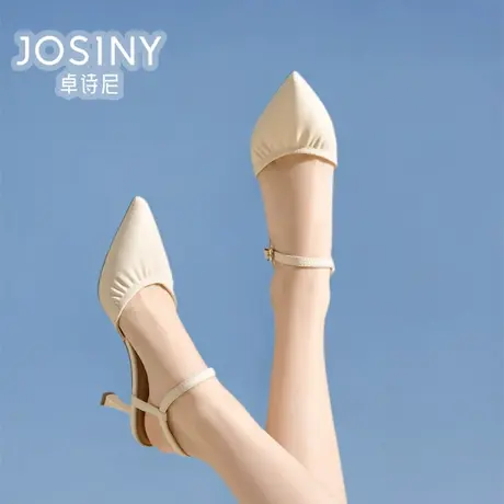 卓诗尼女鞋2024夏季新款凉鞋细跟高跟鞋一字扣商场同款4J1A30592商品大图