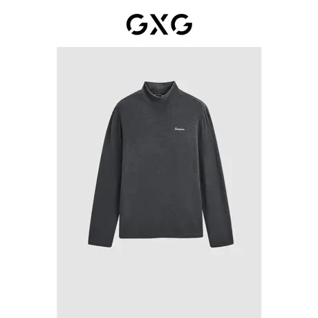 GXG【热卖推荐】23年冬季新款休闲简约纯色字母刺绣打底半高领T恤商品大图