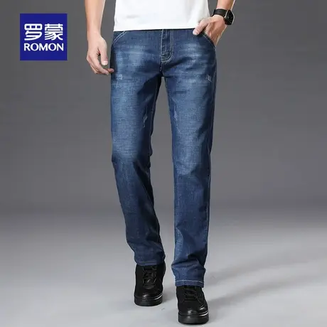 【直降】罗蒙男士牛仔裤2023秋季简约时尚小脚休闲裤潮流百搭长裤商品大图
