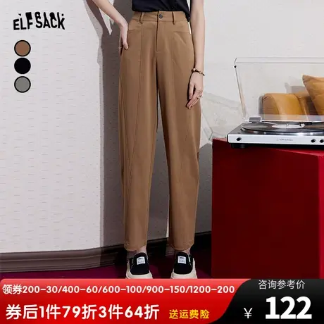 妖精的口袋宽松西装裤女2023秋季新款阔腿长裤显瘦设计感休闲裤子商品大图