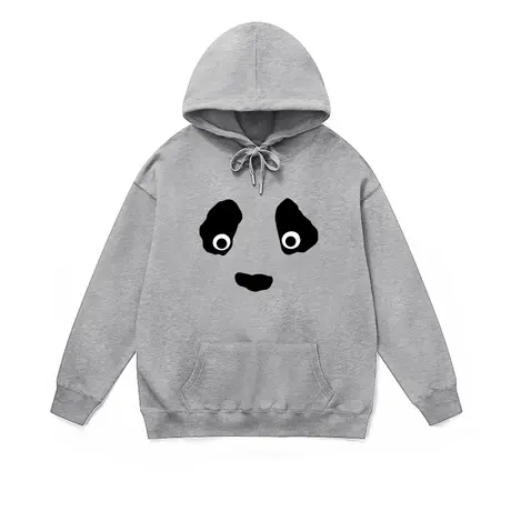 熊猫连帽卫衣灰色国潮趣味创意设计感简约卡通印花硬挺纯棉外套冬商品大图