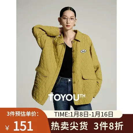 TOYOUTH初语葫芦绗缝衬衫式仿棉衣外套2023秋季新款轻盈保暖棉服商品大图