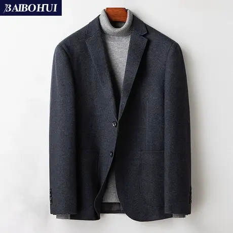 秋冬羊毛呢子西服外套男士修身韩版潮流青年英伦休闲小西装男上衣图片