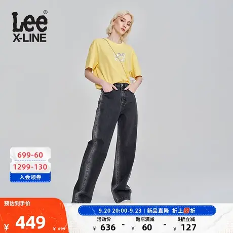 LeeXLINE23秋冬新品428舒适高腰黑色女宽腿牛仔裤LWB100428201商品大图