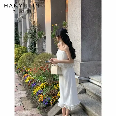韩语琳 独特绝美木耳边吊带背心女2025新款夏季高腰半身裙两件套图片