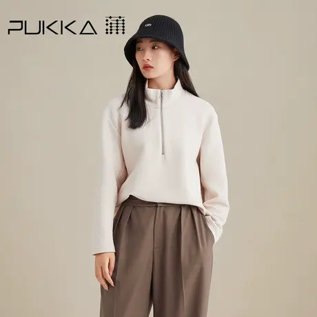 蒲PUKKA 卫衣 粉色秋季女款立领长袖卫衣宽松舒适棉质柔软女上衣图片