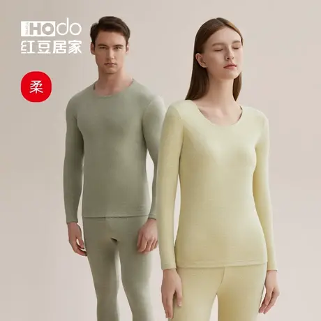 红豆绒女士保暖内衣套装双面磨毛色纺秋冬季打底衫男秋衣秋裤A类商品大图