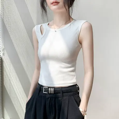 镂空设计白色背心女夏外穿2025新款高级感修身显瘦内搭无袖上衣女商品大图