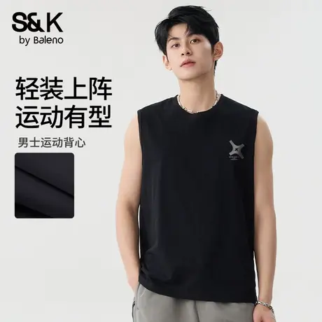 班尼路S&K系列无袖t恤男夏季美式潮牌宽松男生纯棉背心运动坎肩A图片