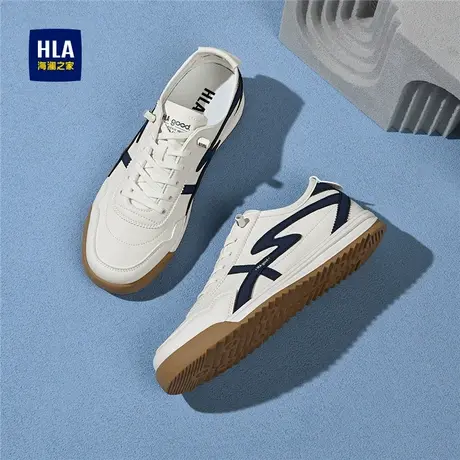 HLA/海澜之家阿甘男鞋2025新款夏季透气德训板鞋休闲运动小白潮鞋图片