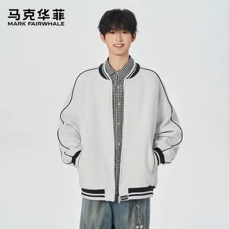 马克华菲美式条纹夹克男士秋季潮牌棒球服痞帅宽松运动外套上衣服商品大图