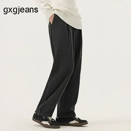 gxg.jeans男装 深灰色宽松直筒休闲长裤卫裤男裤 25年冬新品图片