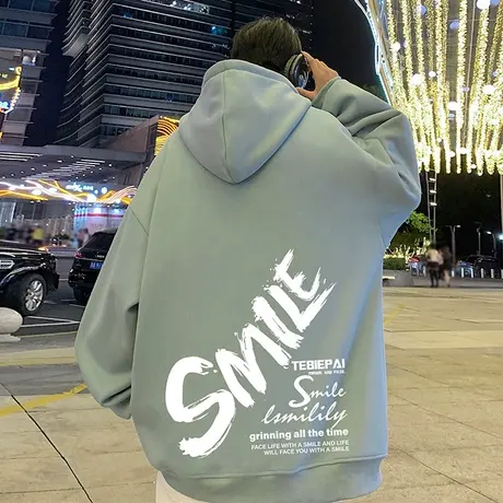 开衫卫衣男秋冬季新款美式字母连帽宽松潮流加厚加绒保暖休闲外套商品大图