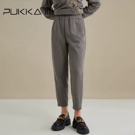 蒲PUKKA 商场同款加绒保暖萝卜裤女2022秋冬新品宽松弹力休闲裤商品大图