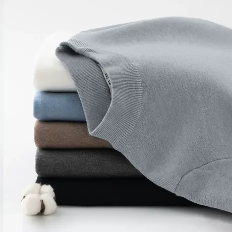 半高领毛衣男秋冬季加绒保暖内搭打底衫一体绒加厚中领针织衫线衣商品大图