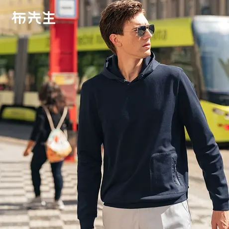 MrBu布先生松紧抽绳防水连帽卫衣2025春拉链口袋长袖t恤BT12180商品大图