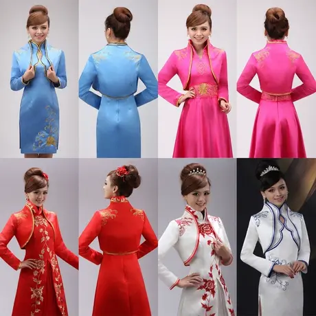 青花瓷秋冬马甲 长袖马甲 绣花马甲 礼仪服外搭 礼仪小姐披肩马甲商品大图