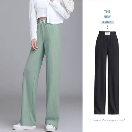 窄版阔腿裤女夏季薄款冰丝裤大码宽松显瘦休闲裤九分小个子女裤夏商品大图