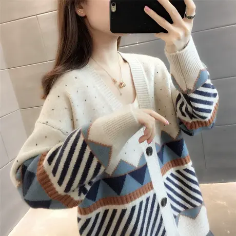 女士针织开衫春装2023年新款女装潮宽松外穿百搭爆款春秋毛衣外套商品大图