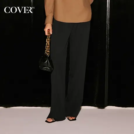 COVER秋季宽松直筒压褶挺括阔腿裤图片