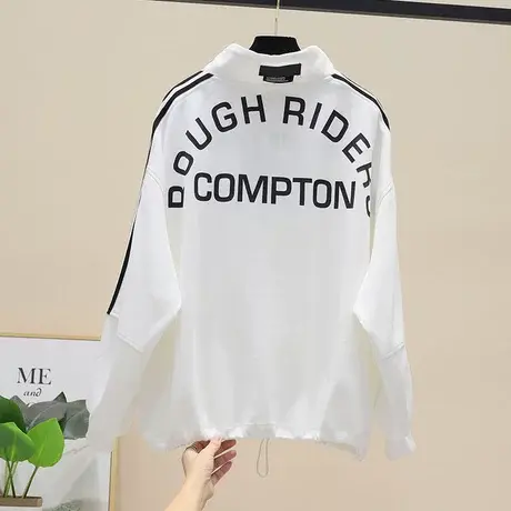 欧货2023春秋潮牌棒球服时尚百搭薄外套时尚背后印花拉链卫衣女潮图片