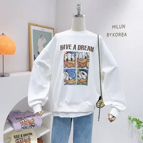 韩国东大门上衣2023春秋款俏皮可爱假两件长袖卫衣欧货潮宽松休闲商品大图