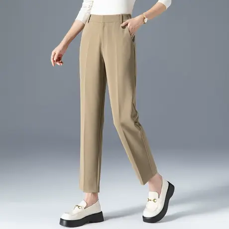 高腰直筒裤女2023新款春秋女裤小个子九分裤妈妈裤子西装裤烟管裤商品大图