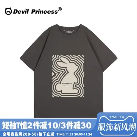 oversize古着感宽松深灰色短袖t恤女2024夏季新款学院风百搭上衣图片