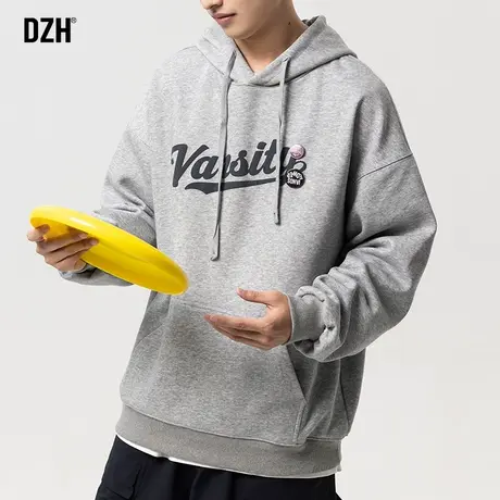男生灰色卫衣男款连帽春秋季纯棉长袖上衣宽松男装2023新款连帽衫商品大图