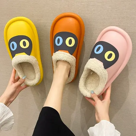 防水棉拖鞋女秋冬可爱卡通居家保暖室内防滑情侣家用厚底棉拖女冬商品大图