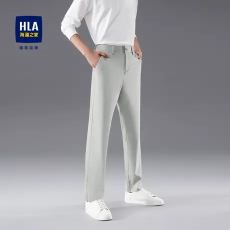 【奥莱】HLA/海澜之家2024高腰直筒休闲裤男含桑蚕丝弹力纯色长裤图片