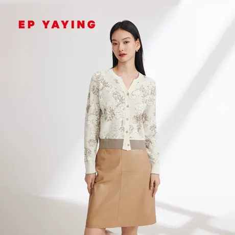 EP YAYING雅莹女装 羊毛基因牡丹提花针织开衫 2024春装新品9171A图片