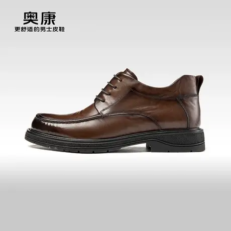 奥康男鞋冬季新款商务休闲鞋男高帮真皮系带百搭舒适加绒棉鞋商品大图