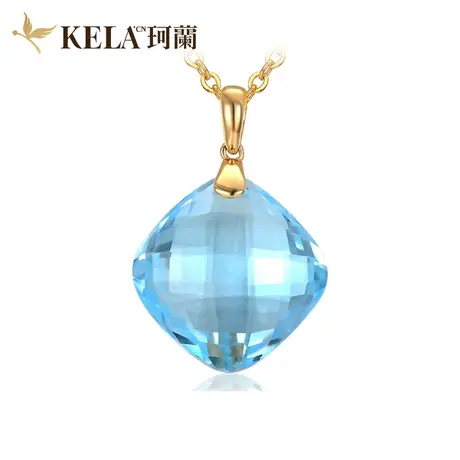 珂兰彩宝 9K黄金天然托帕石黄水晶紫晶吊坠女时尚项链  菱华P图片