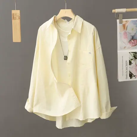 黄色衬衫女春季2024新款设计感法式小众内搭叠穿早春chic长袖上衣图片
