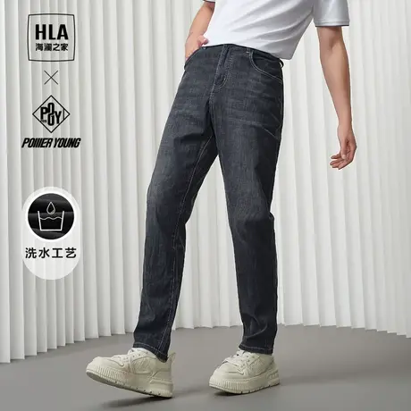 HLA/海澜之家POWER YOUNG凉感黑色牛仔裤春季新款宽松锥形裤子男商品大图