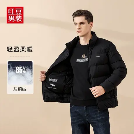 【鹅绒】红豆男装羽绒服男23秋冬立领短款休闲鹅绒服外套男装商品大图