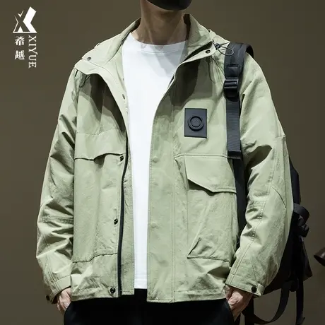 希越工装户外连帽夹克男2024春季新款宽松大码潮牌高级感男士外套图片