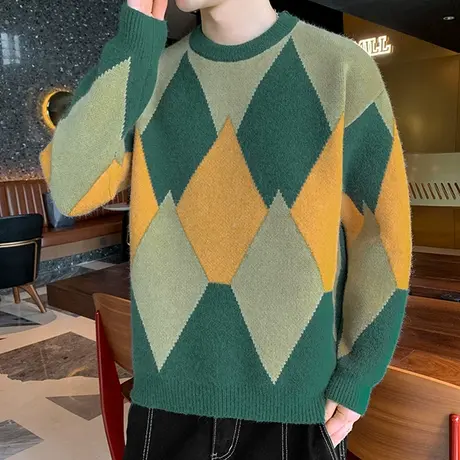 2021春秋季加厚毛衫休闲男装长袖打底针织衫韩版潮流毛衣男士线衣商品大图