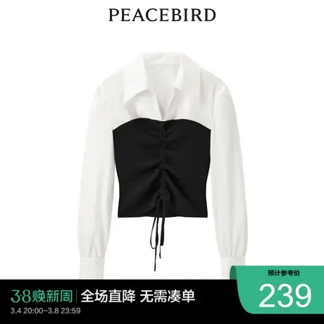 【商场同款】太平鸟女装2023年春季摩登拼接上衣A1CDD1578奥莱图片