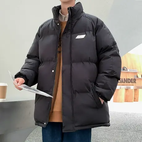 男棉衣港风2023新款加厚棉服立领棉袄oversize宽松纯色面包服外套商品大图