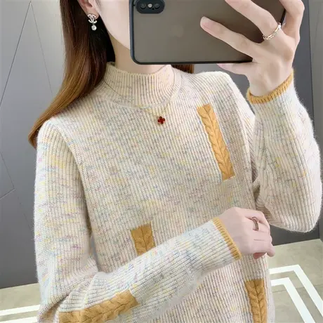 软糯女士半高领毛衣女内搭加厚2022年新款外穿打底衫女秋冬百搭潮图片