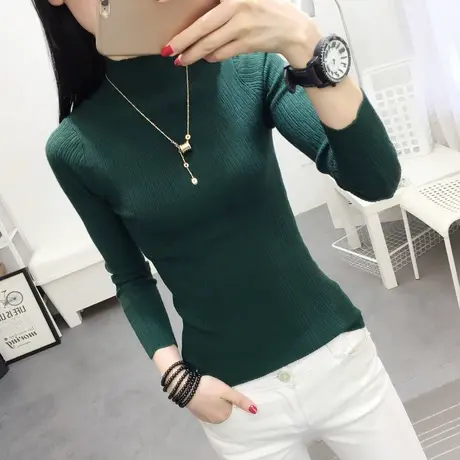 半高领毛衣女套头秋装2022年新款女上衣百搭修身针织打底衫女春秋图片