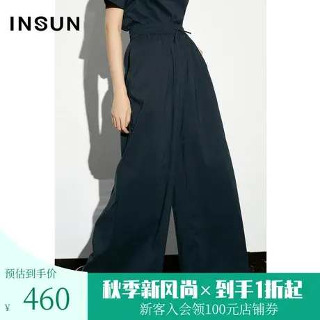 恩裳COVER2023夏款新款定制特种纸感面料棉质弹力超宽裤口休闲裤图片