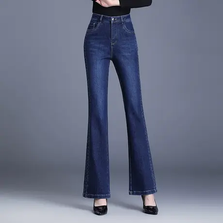2023新款高腰牛仔裤女春秋显瘦气质微喇裤通勤修身长裤休闲喇叭裤图片