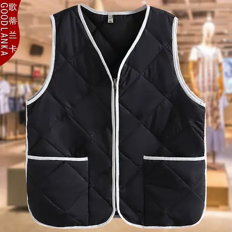 加肥加大码女中中老年羽绒棉马甲V领中年妈妈秋冬季坎肩马夹外套商品大图